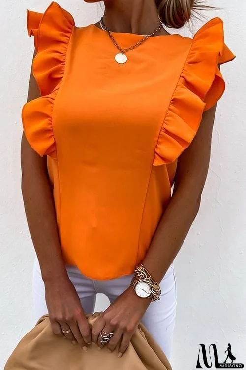 MidiSono - Ruffles Sleeveless T Shirt