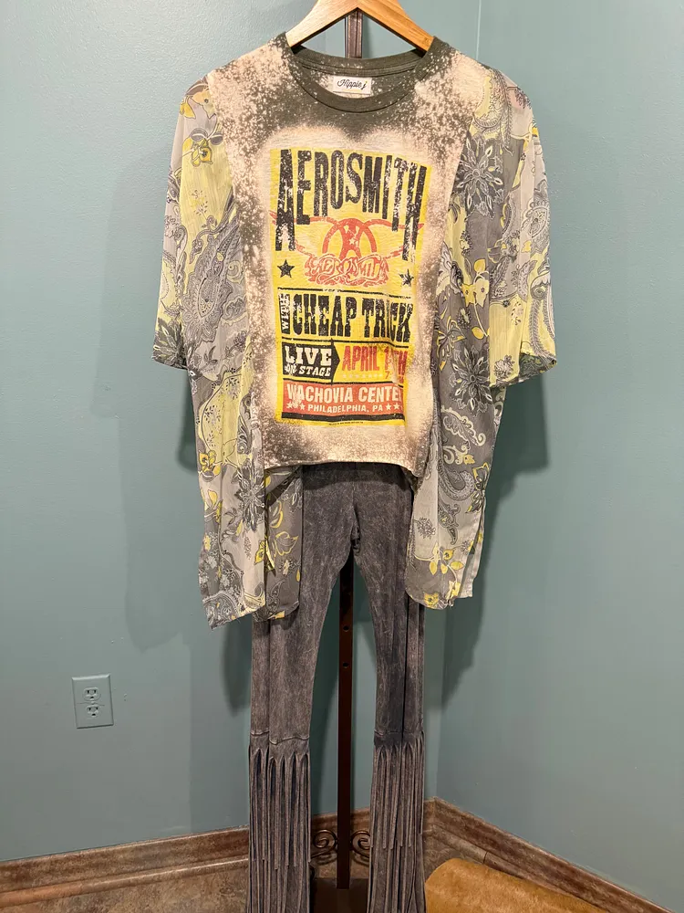 Roper Band Tee Yellow and Gray Aerosmith