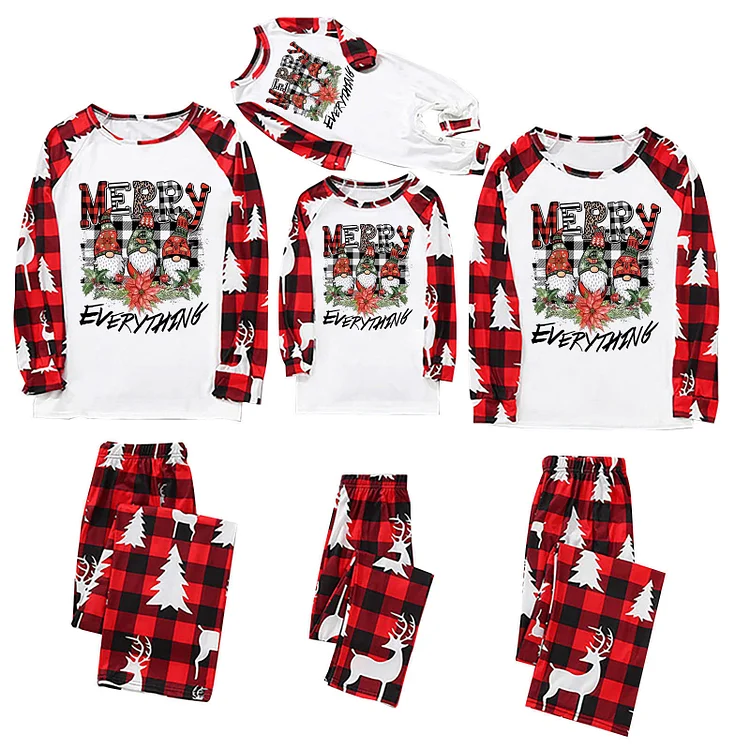 Merry Everything Gnomes Print Family Matching Pajamas Sets