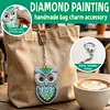 1 porte-cl&eacute;s DIY 3D en diamant de hibou bleu avec boucle en forme de homard, porte-cl&eacute;s double face en diamant avec cha&icirc;ne de printemps, mosa&iuml;que de diamants en cristal de strass et cadeau unique fait main