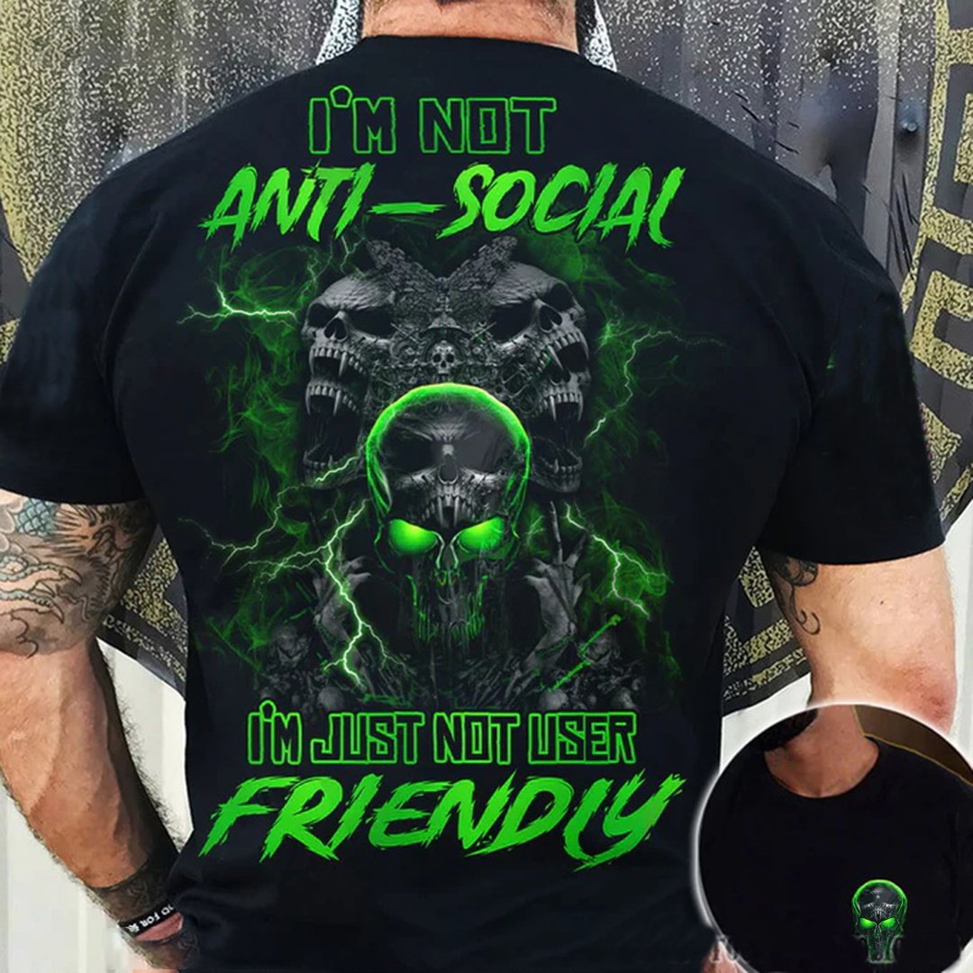 I'm Not Anti-social Skull All Over Print Men's Short Sleeve Tee