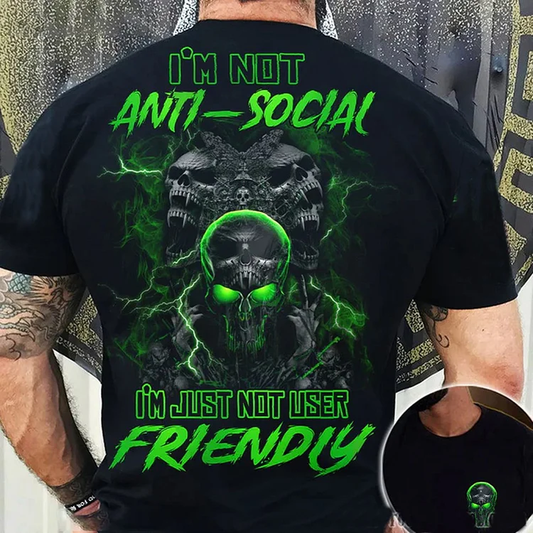 I'm Not Anti-social Skull All Over Print Men's Short Sleeve Tee