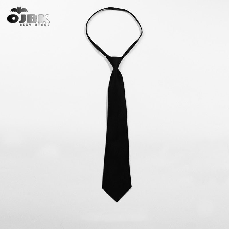 OJBK Anime Cosplay Accessories Black Ties Solid Color School Girl 5cm Jacquard Necktie Daily Wear Cravat Wedding Party Gift