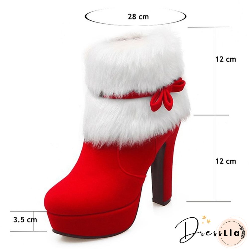 Women Winter Red Black High Heel Ankle Boots Booties For Casual Walking Party Christmas Dress Plus Size 34-43