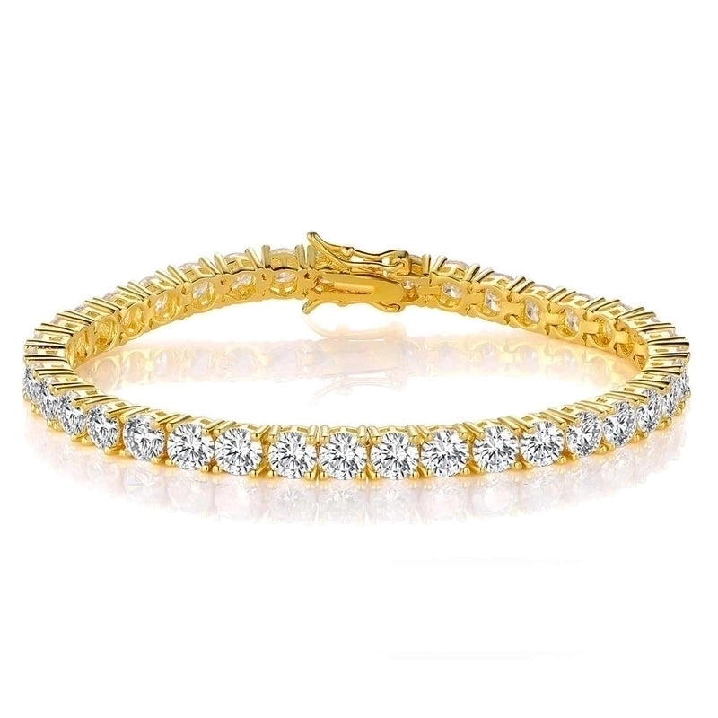 304 Stainless Steel Gold Plated Inlay Round Zircon Bracelets