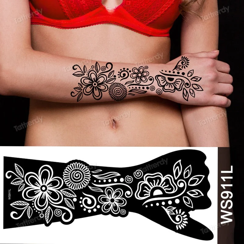 1 Sheet Flower Lace Henna Stencil Body Art Temporary Tattoo Sticker Airbrush Print Stencil Stamp Plates Template Mandala Wedding