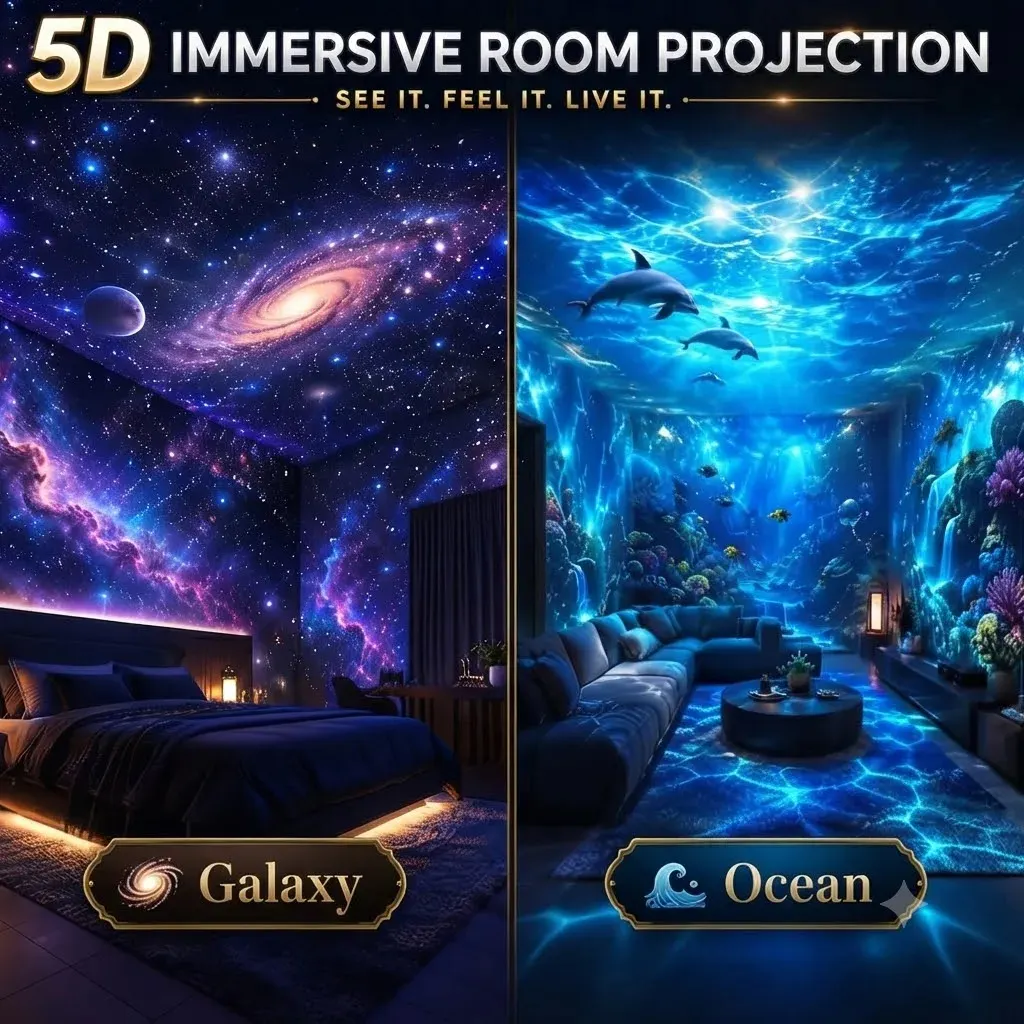 Smart Holographic Ocean & Galaxy & Forest 5D Projector