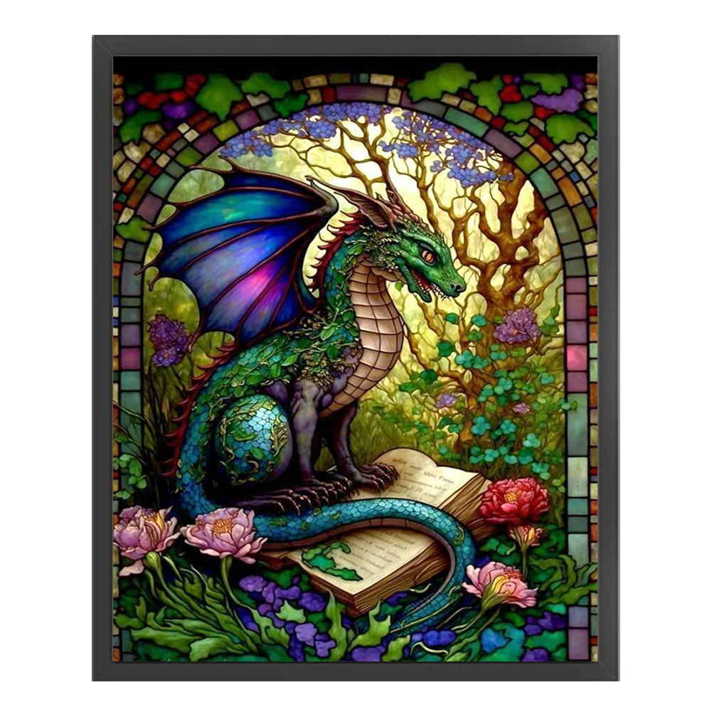 14CT Full Stamped Cross Stitch - Stained Glass Pterodactyl(Canvas|45*55cm)