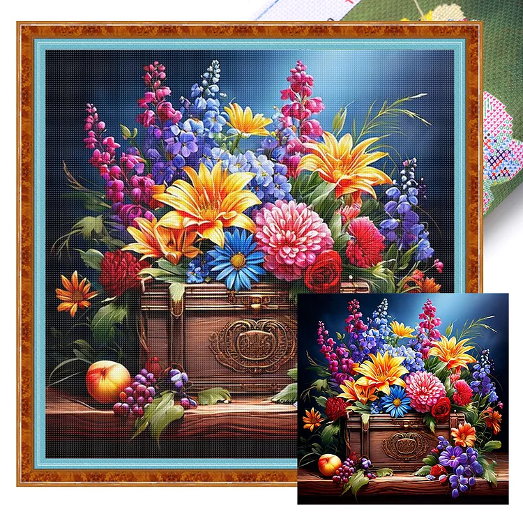 【Huacan Brand】Cross-Stitch Flower Series Kit (40*40cm) 11CT Stamped Cross Stitch gbfke