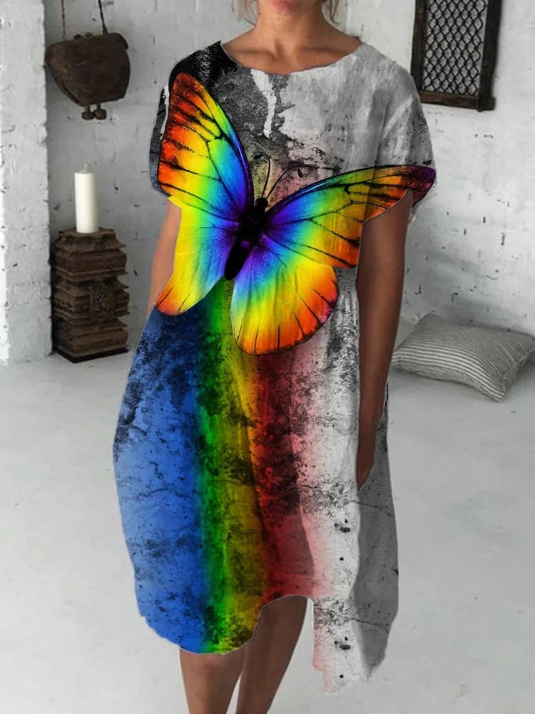 LGBT Pride Rainbow Butterfly Midi Dress