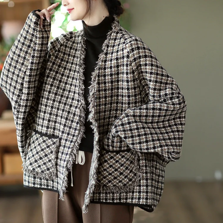 Fashionable Double-Sided Woolen Short Frayed Coat