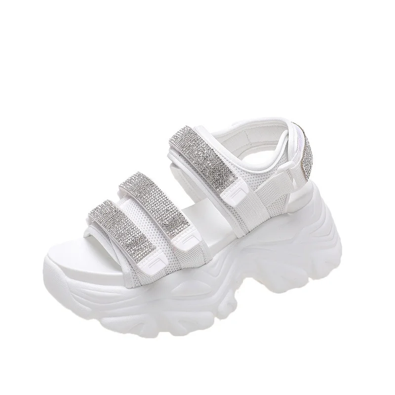 Tanguoant Tanguoant Bottom Old Dad Sandals Female Summer 2023 New Fairy Feng Shui Drill High Heel Casual Sports Roman Shoes Ins Tide