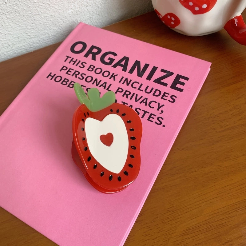 Cute Women’s 1605 Coffee Fruit Strawberry Acetic Acid Sheets Hair Claws