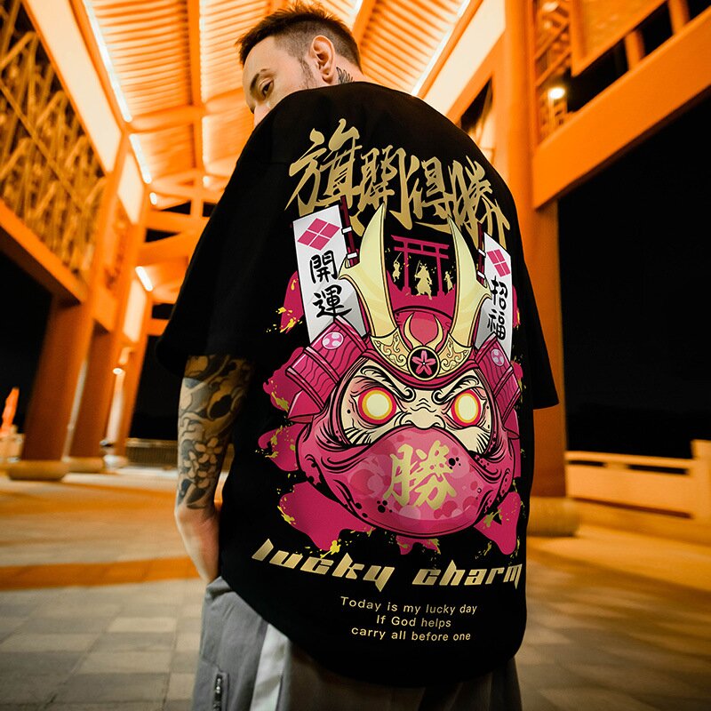 Street Chinese Style Ethnic Print Loose T-shirt / TECHWEAR CLUB / Techwear