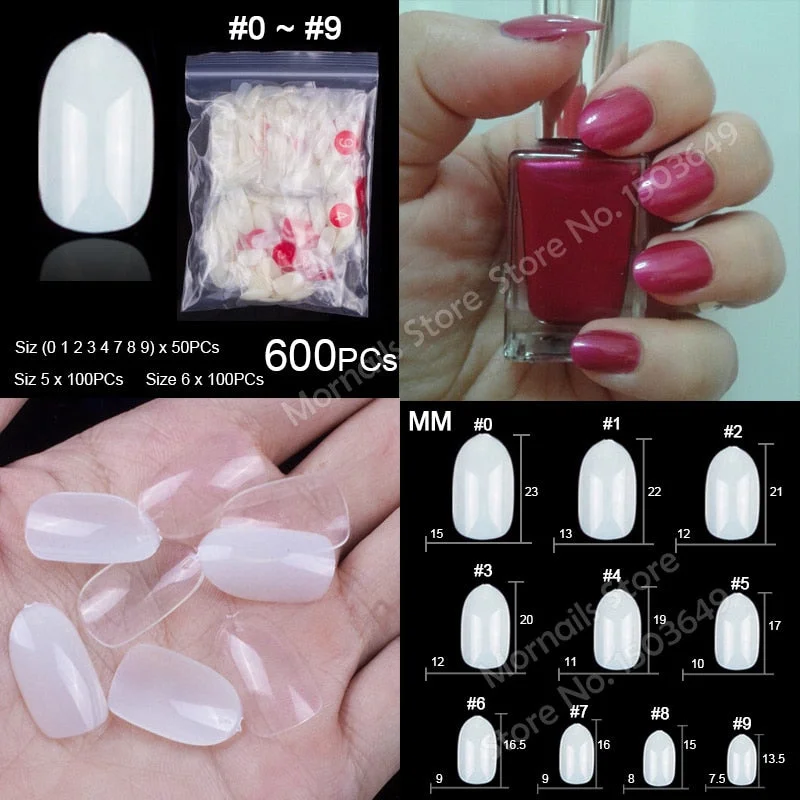 500 Pieces Of Ballerina Stiletto Coffin Rounded Square False Nail Tips Manicure Fake Nail Tips Long False Nails Short Nail Tips-Nail Inspo