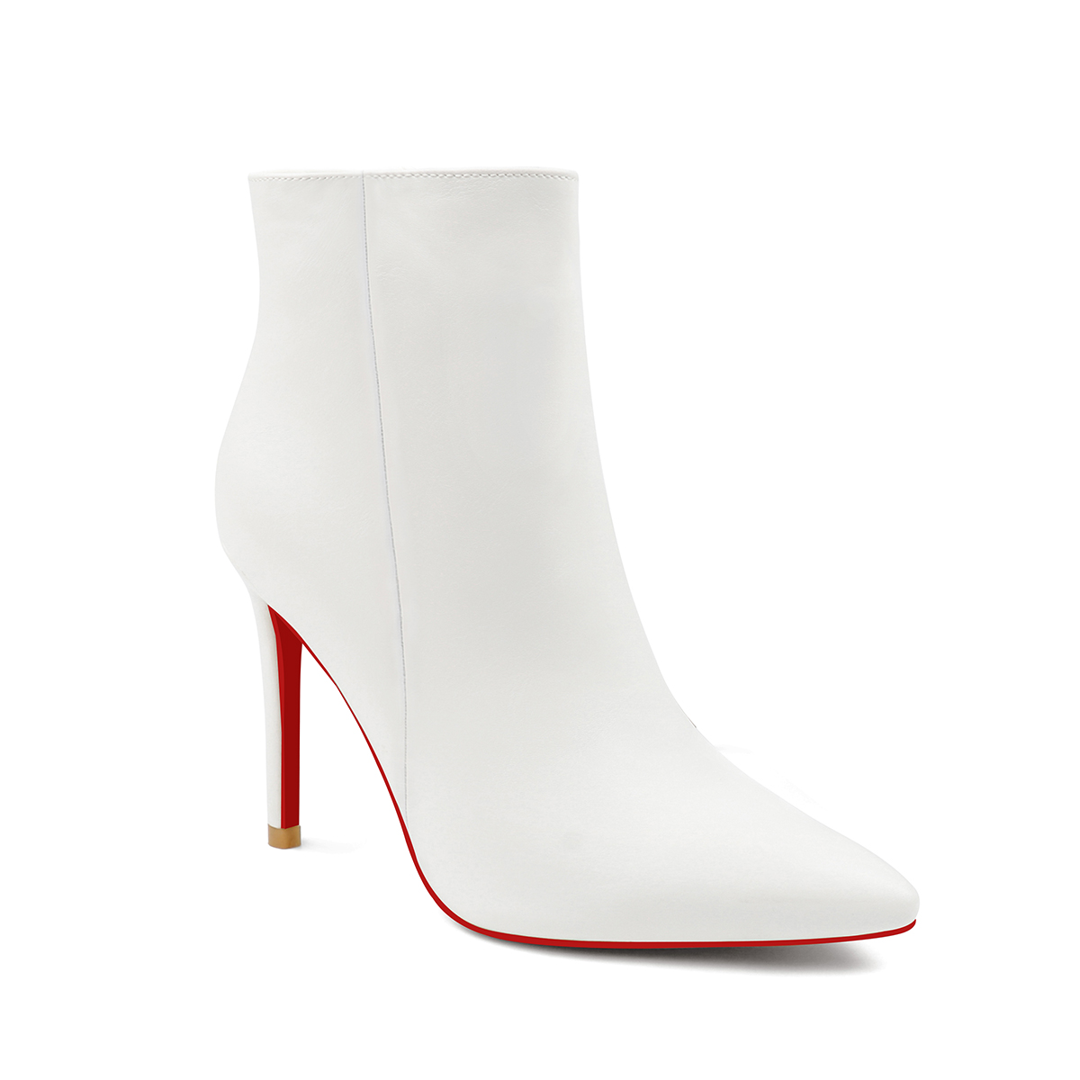 100mm Women's Ankle Boots Middle Heels Pointed Toe Stiletto Red Bottom Croc Boots-MERUMOTE