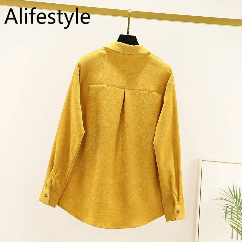 Button Down Shirt For Women Womens Tops And Blouses Womenswear Long Sleeve Ladies Clothing 2020 New Fashion Loose Solid White