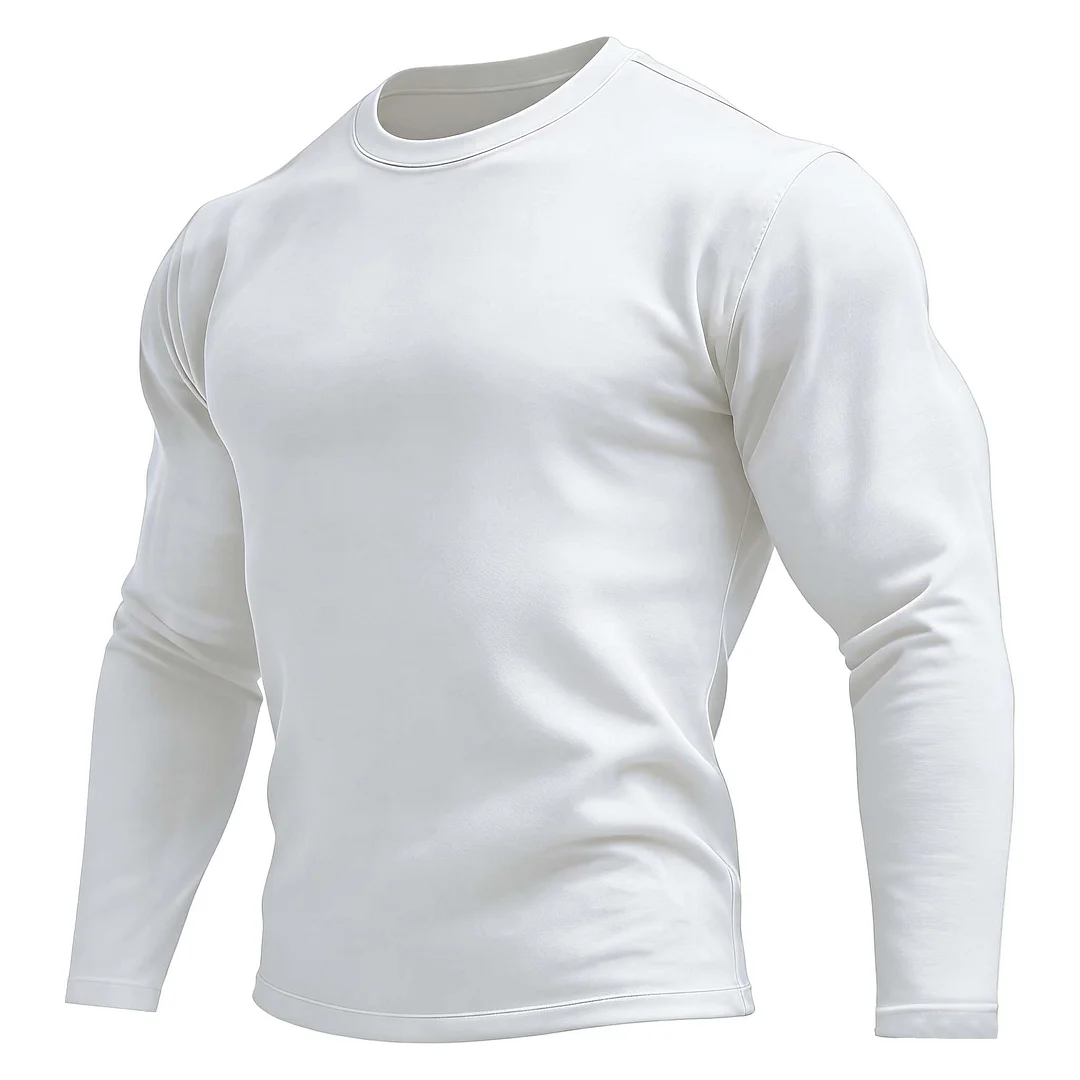 Men's Vintage Solid Color Crew Neck Long Sleeve T-Shirt