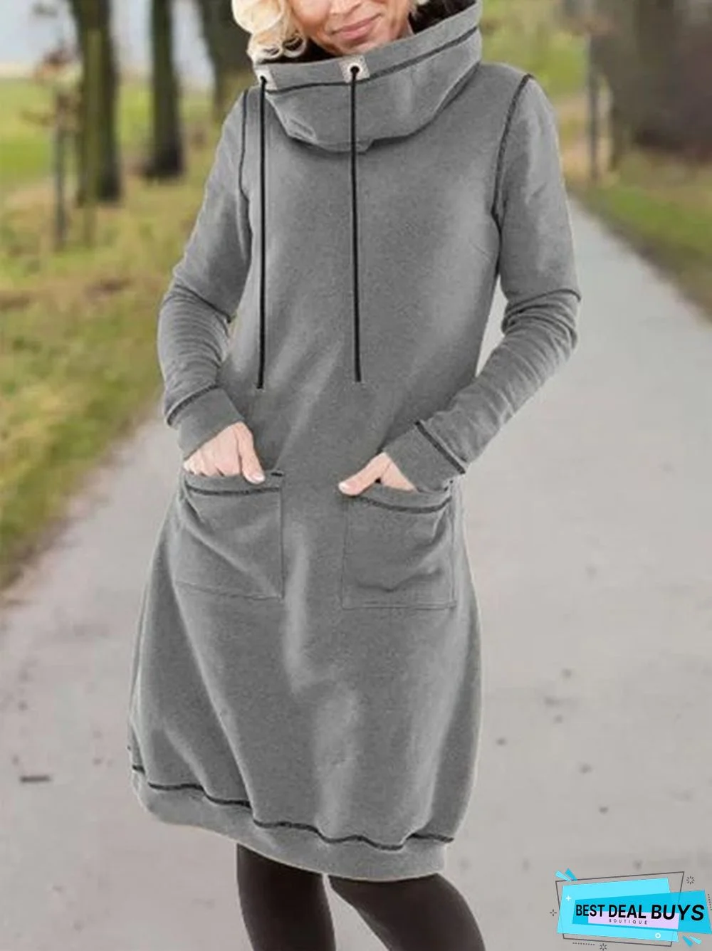 Long Sleeve Cotton-Blend Casual Knitting Dress