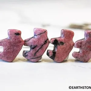 pornhint Pornhint XL/ Rhodonite 20x14mm Zuni Fetish Buffalo Beads 7.5" strand 15pcs For DIY Jewelry Making Shade varies