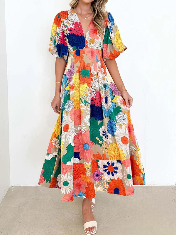 A-Line High Waisted Contrast Color Pleated Split-Joint Off-The-Shoulder Maxi Dresses