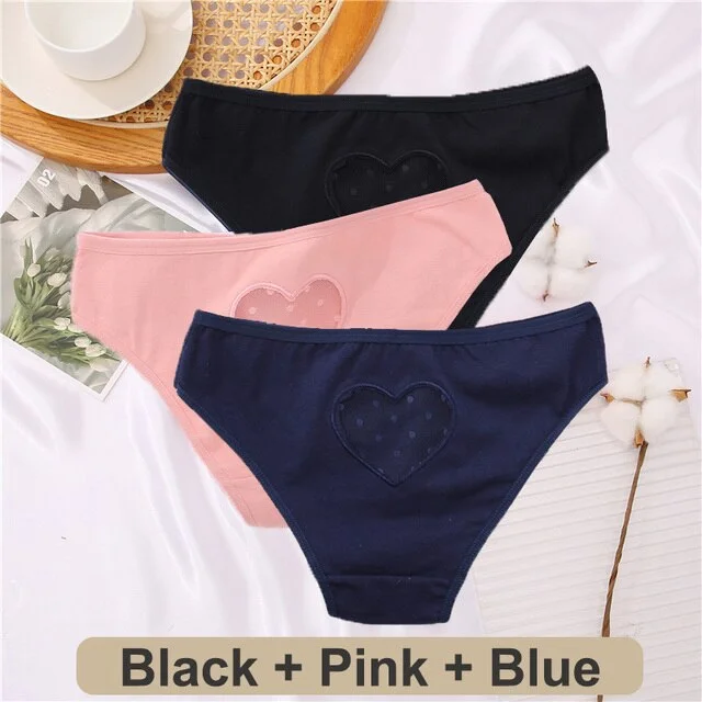 3PCS/Set Cotton G-String Seamless Thong Women Transparent Heart Low Waist Panties Ladies Underwear Panty Comfortable Lingerie