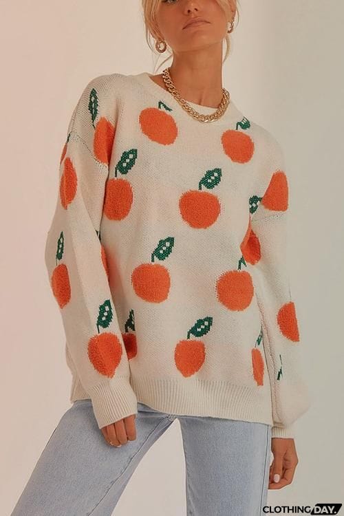 Orange O Neck Jumper Sweater