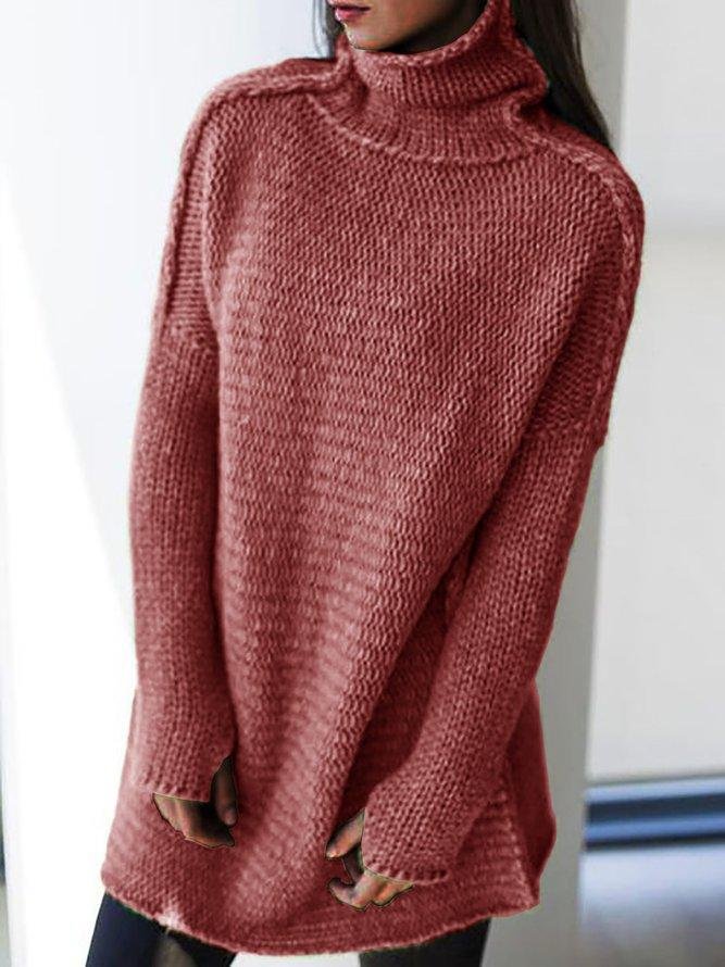 Turtleneck Knitted Plus Size Pullovers Long Sleeve Knitted Sweaters