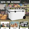 [US Local Warehouse] 70L White Cooler with Wheels Hard Shell Ice Chest Keep Food Warm Rolling Wheeled Camping Cooler for Beach Drink Beverage Picnic Fishing