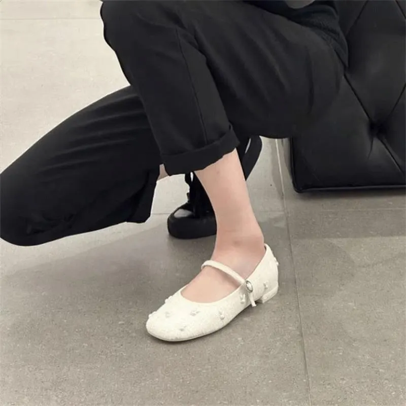 Churchf Churchf Heel Retro Women's Shoes 2024 Spring And Summer New Mary Jane Shallow Single Shoes Women's Thick Heel Breathable Bean Shoes