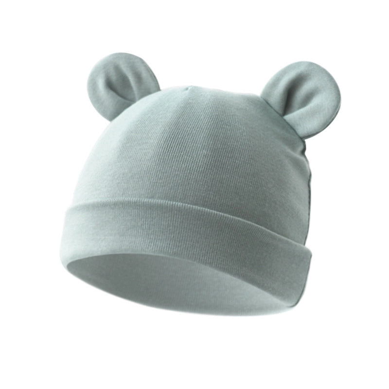 New Infant Fetal Cap Newborn Head Cap Solid Color Ear Hat Boys And Girls Baby Hat A54