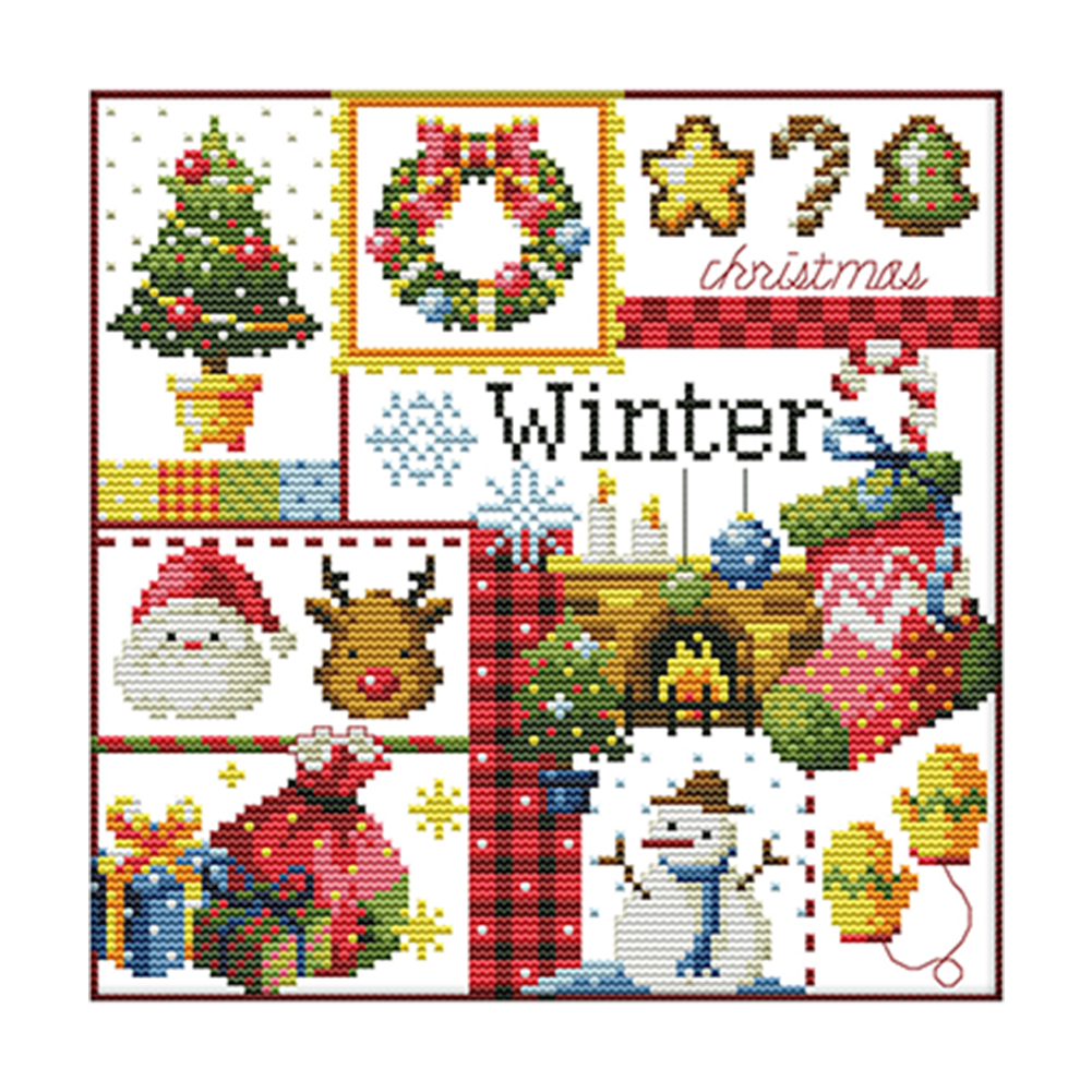 Four Seasons Winter Partial 14CT Counted Canvas(27*27cm) Cross Stitch