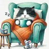 Kitten On Sofa-11CT Stamped Cross Stitch 40*40cm/15.75*15.75in tapestrymarket