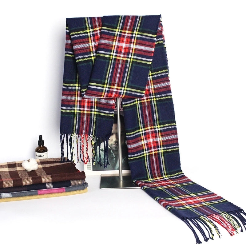 New Autumn And Winter Imitation Cashmere Student Men’s Business Casual Brushed Thick British Plaid Scarf Long Men’s Scarf
