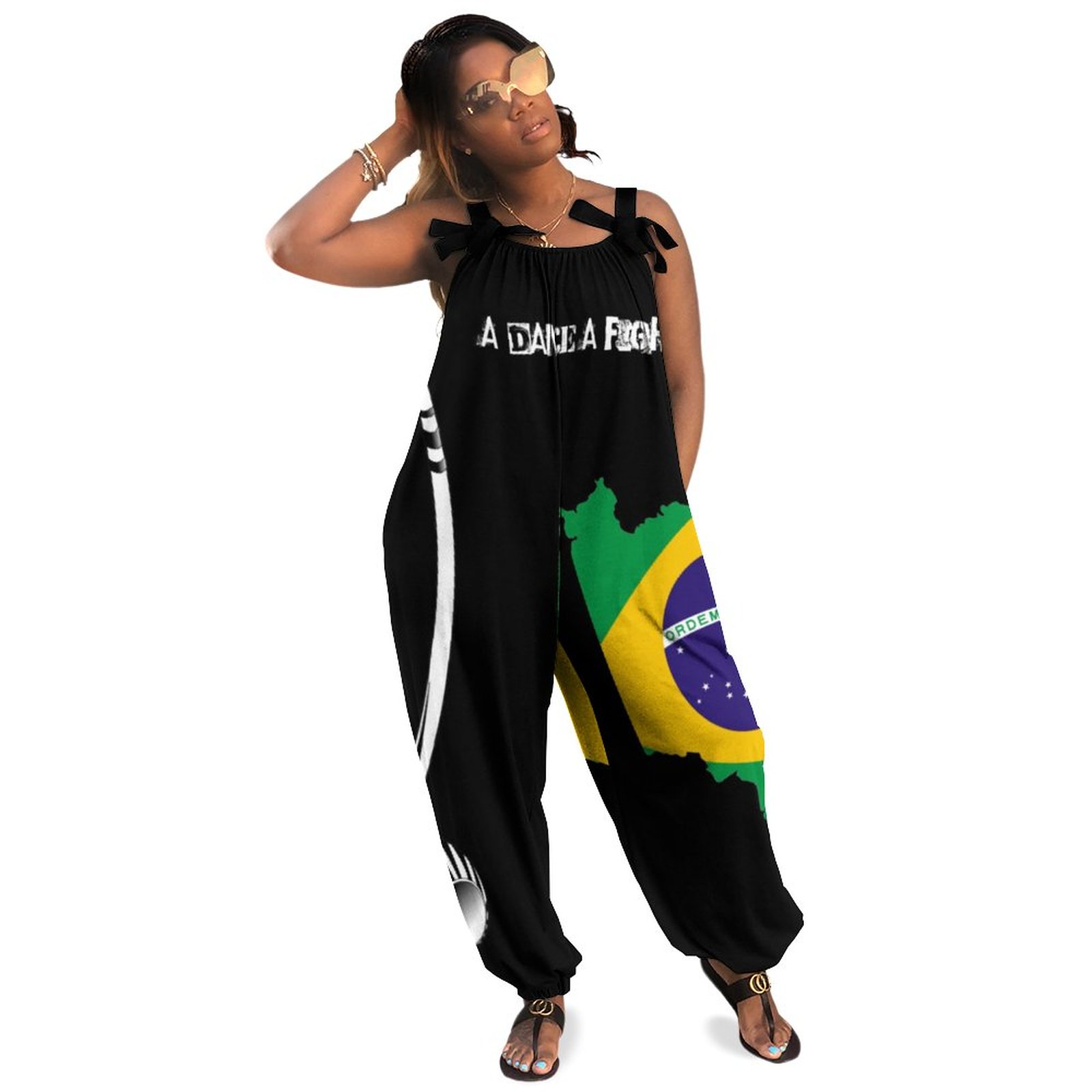 Berimbau Brasil Plus Size Women Rompers Summer Casual Loose Playsuits Womens Jumpsuit With Sleeves Wedding Guest Boho Pockets Polyester Spandex