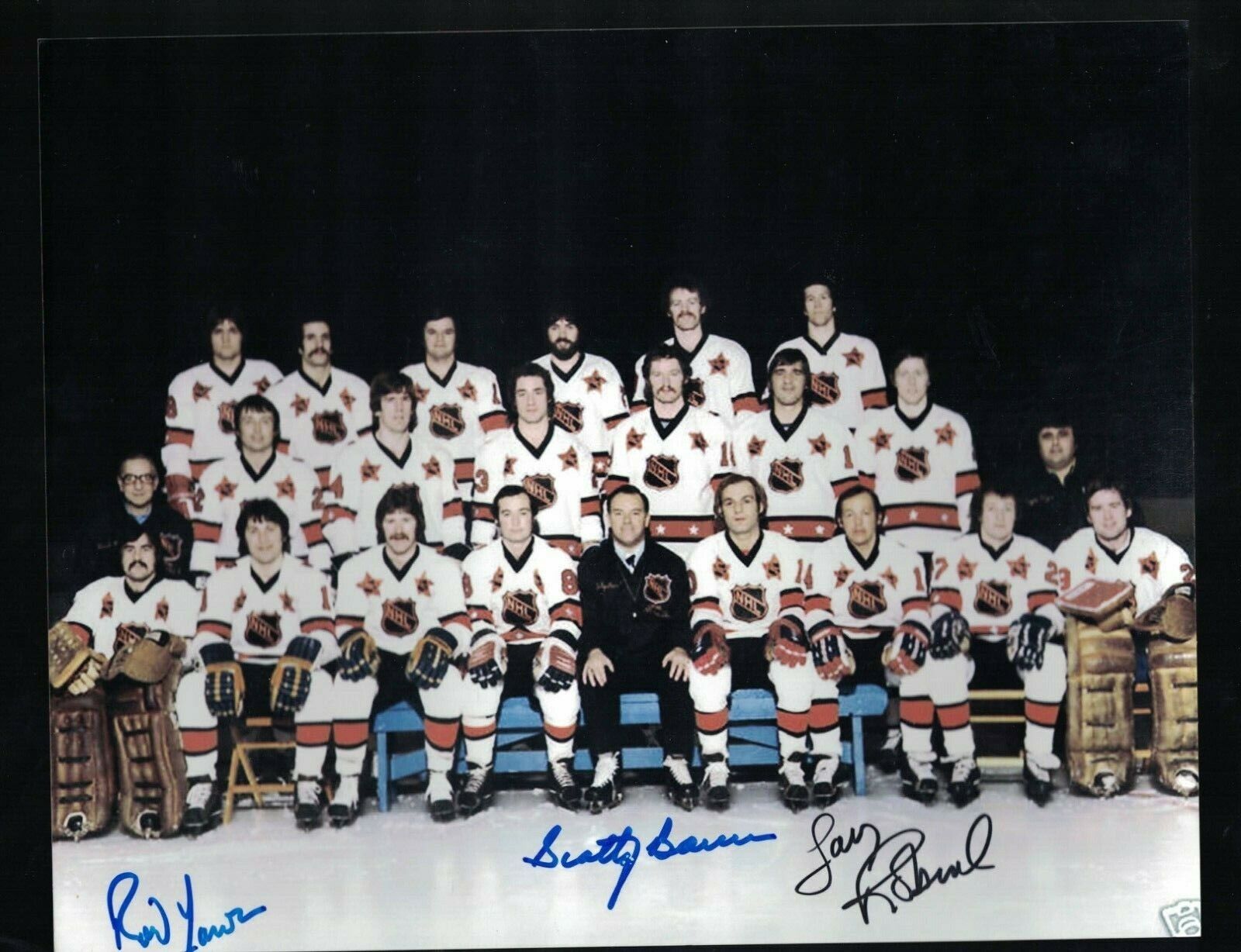 1970's NHL Wales Conference Team Photo Poster painting Signed by 3 W/Our COA