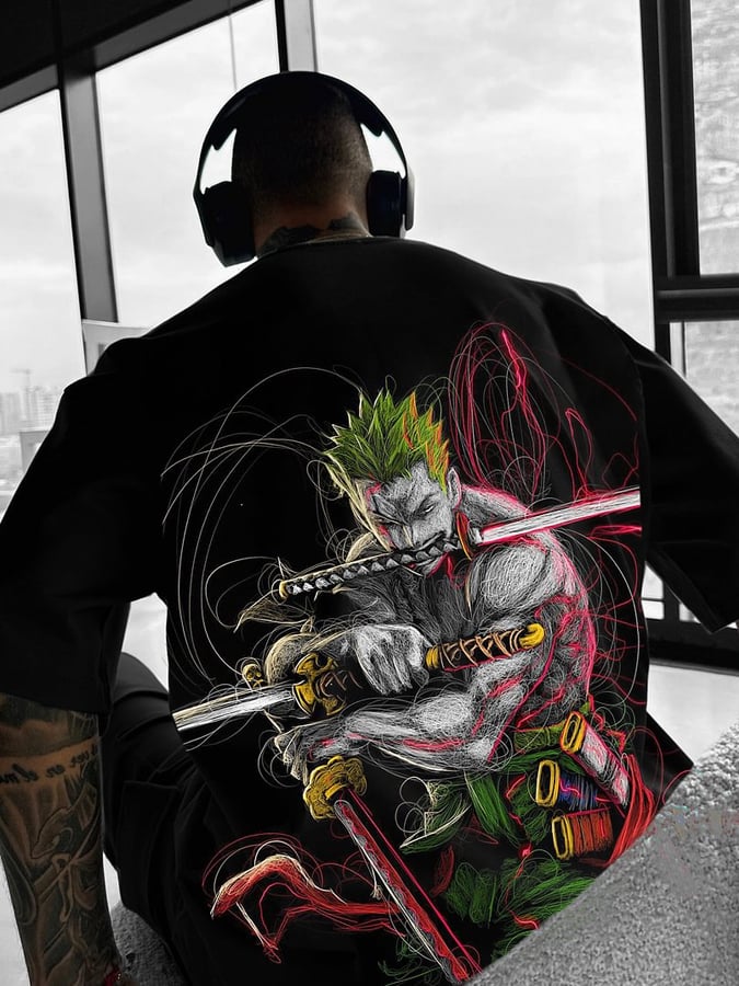 Men's Fashion Anime Print Short Sleeve T-Shirt