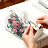 Pink Roses DIY PULeather Diamond Painting Tissue Box for Adults Beginners Decorative Diamond Art Paper Storage Holder for Living Room Bedroom Bathroom Table Decor