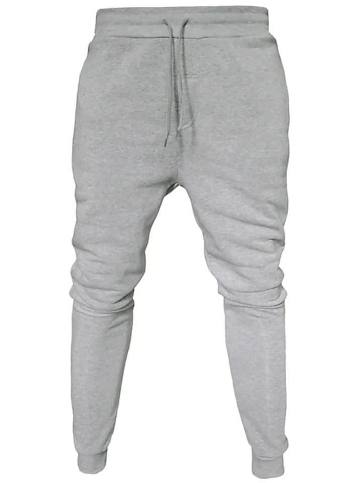 Men's Sweatpants Joggers Trousers Winter Pants Pocket Drawstring Elastic Waist Solid Color Warm Full Length Daily Casual Plus velvet Loose Fit Light gray-pure light board Dark gray-light board pure