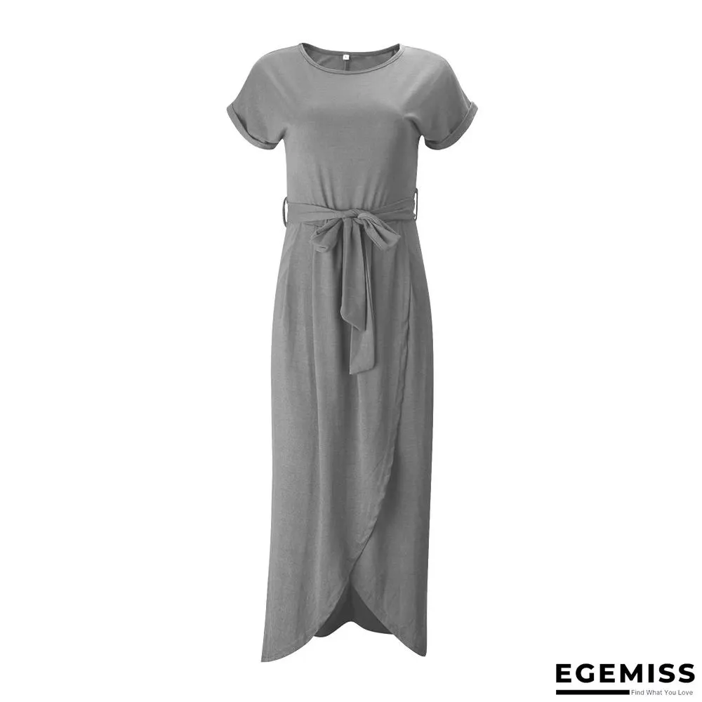 Irregular Dress with Flat Round Neck In Solid Color | EGEMISS