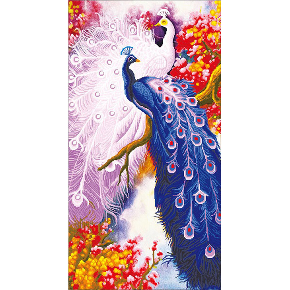 

45*85CM - Special Shaped Diamond Painting - Peacock Couple, 501 Original