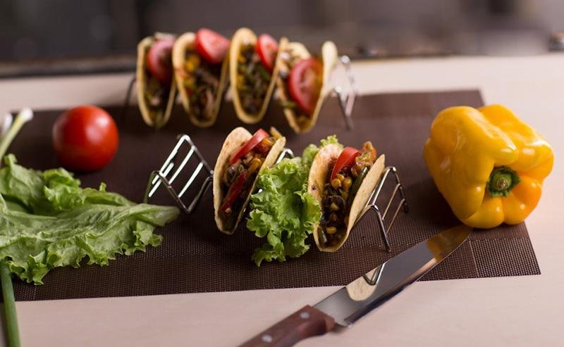 2pcs Metal Taco Holder Stand with Non-Slip Mat