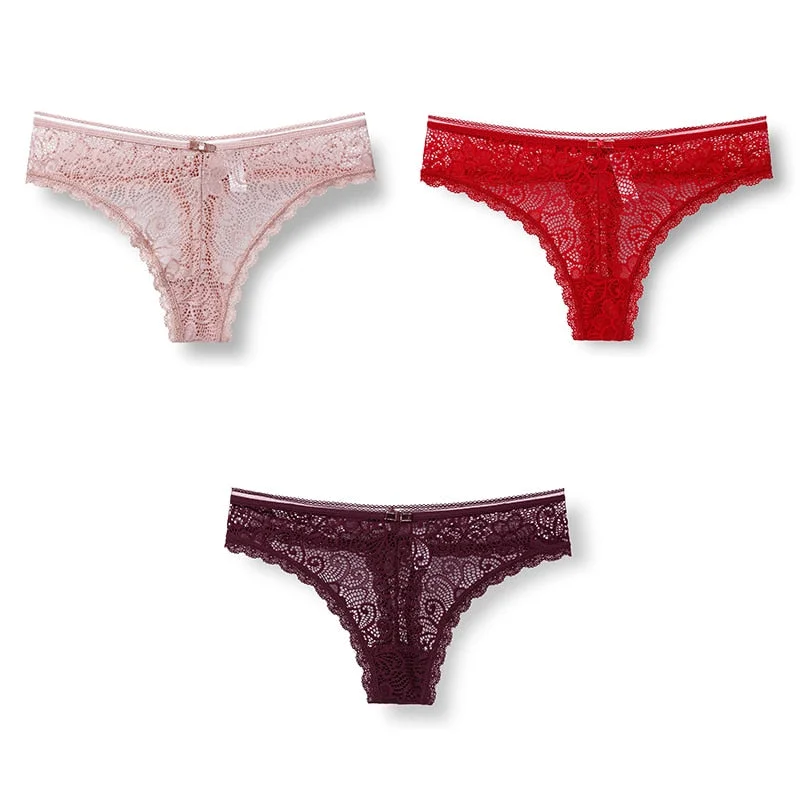 3pcs Woman Panties Sexy Lace Underwear For Women Lingerie Lady Lace T-back Female Thongs Wholesale Sexy Underpants For Women