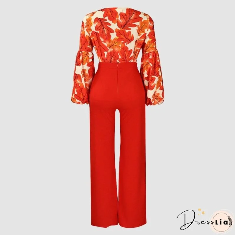 Flower Printed Wide Leg Pant Set