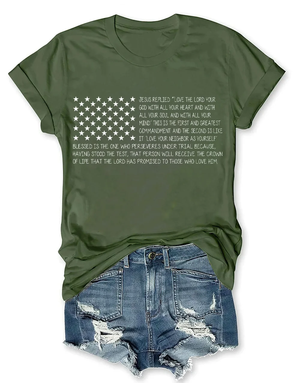 USA Flag American Christian Bible T-Shirt