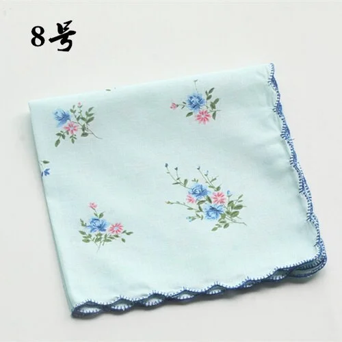 Handkerchiefs Women Soft Floral Printing Cotton Elegant Classic Pockets Square Handkerchief Womens National Style Simple Trendy