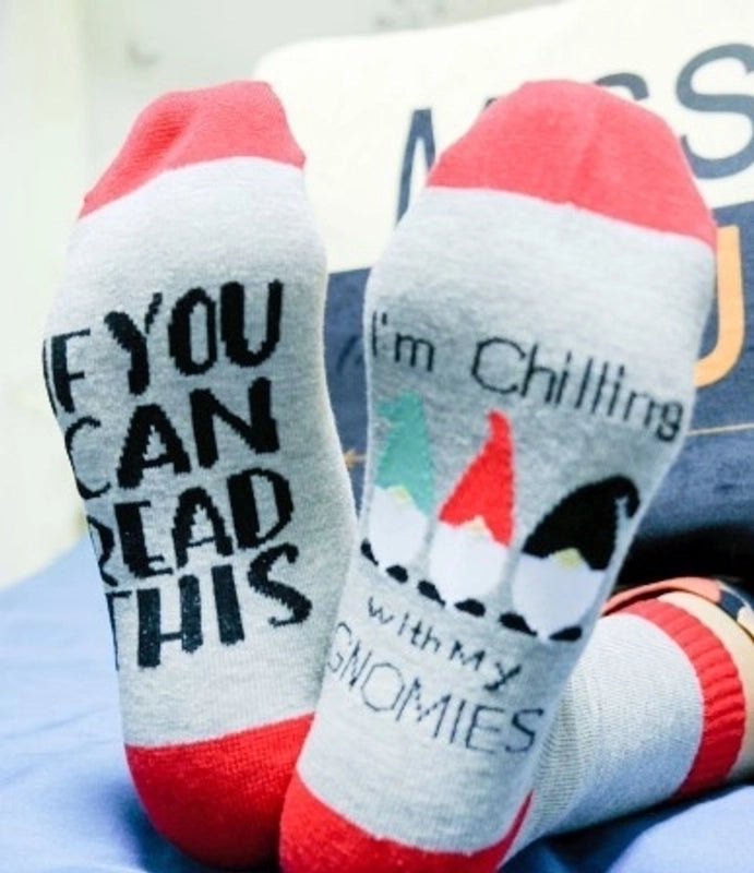 Christmas Fashion Unisex Letter Color Block Cotton Jacquard Crew Socks