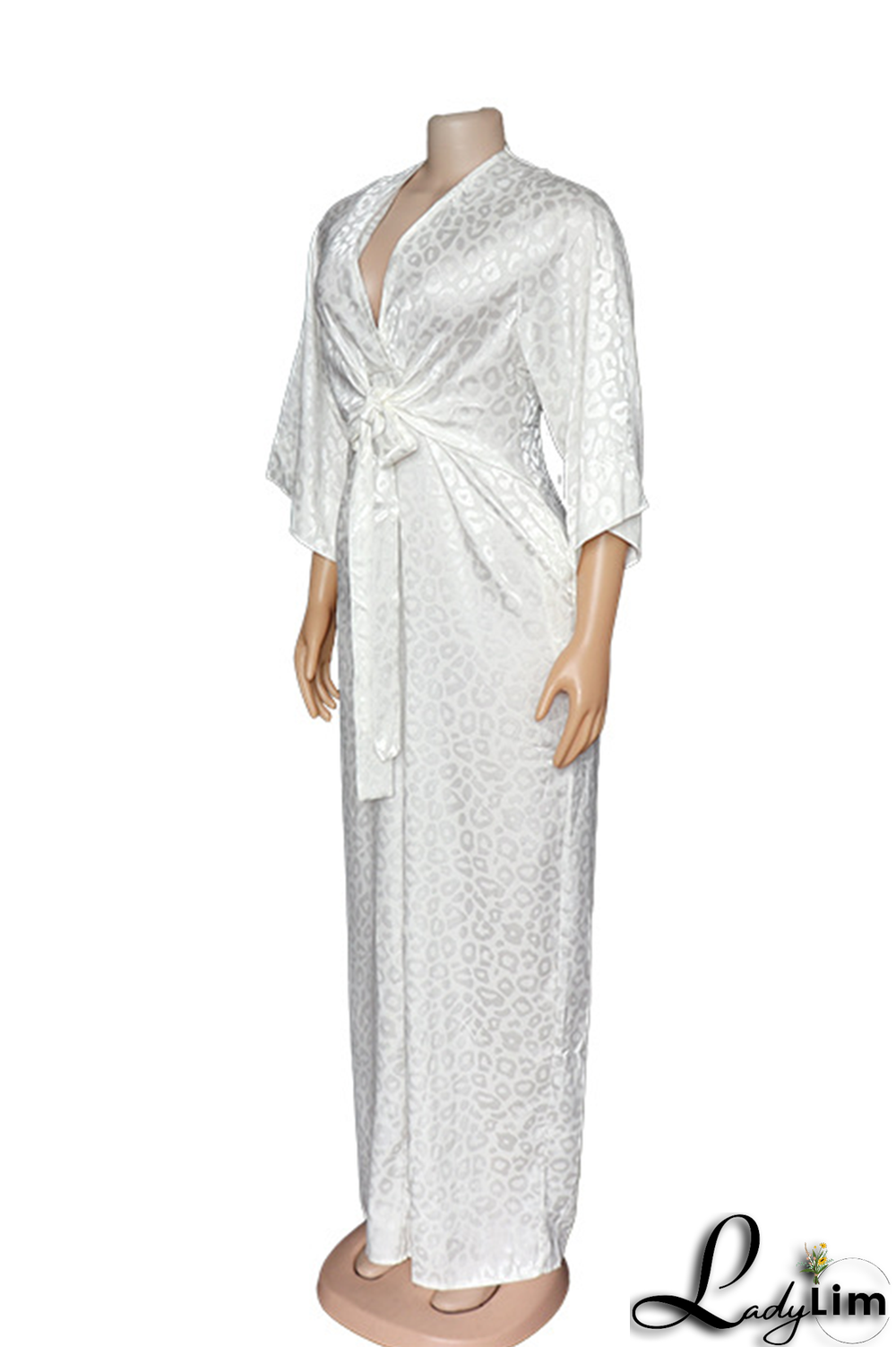 White Casual Print Split Joint V Neck Straight Jumpsuits