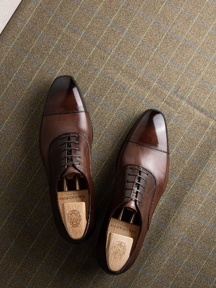 Low-top Lace-up Handmade Genuine Leather Men's Shoes