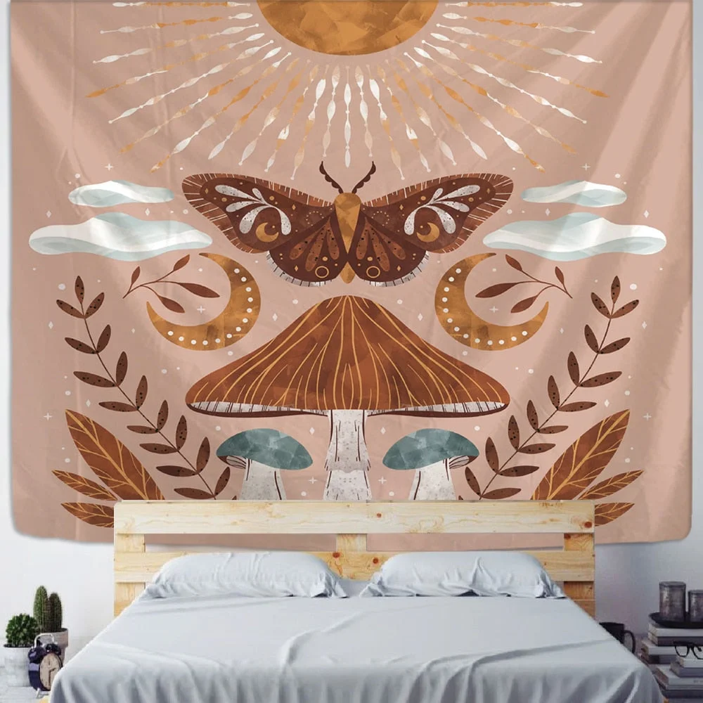 Bee Daisy Flower Pattern Tapestry Wall Hanging Bohemian Hippie Mandala Witchcraft Home Bedroom Dormitory Decor